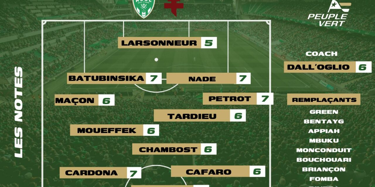 ASSE-Metz : Les notes & l’homme du match désignés !