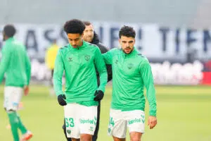 Les Verts Djylian NGUESSAN (asse) et Louis MOUTON