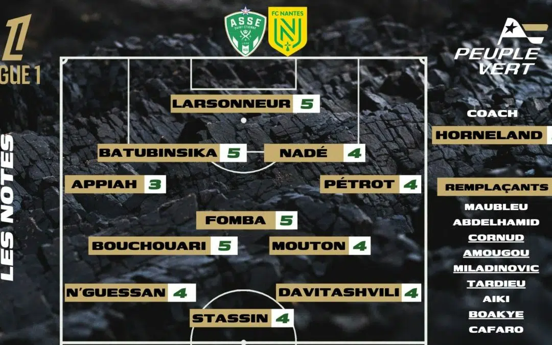 ASSE-Nantes : Les notes de la rédac' et l'homme du match !