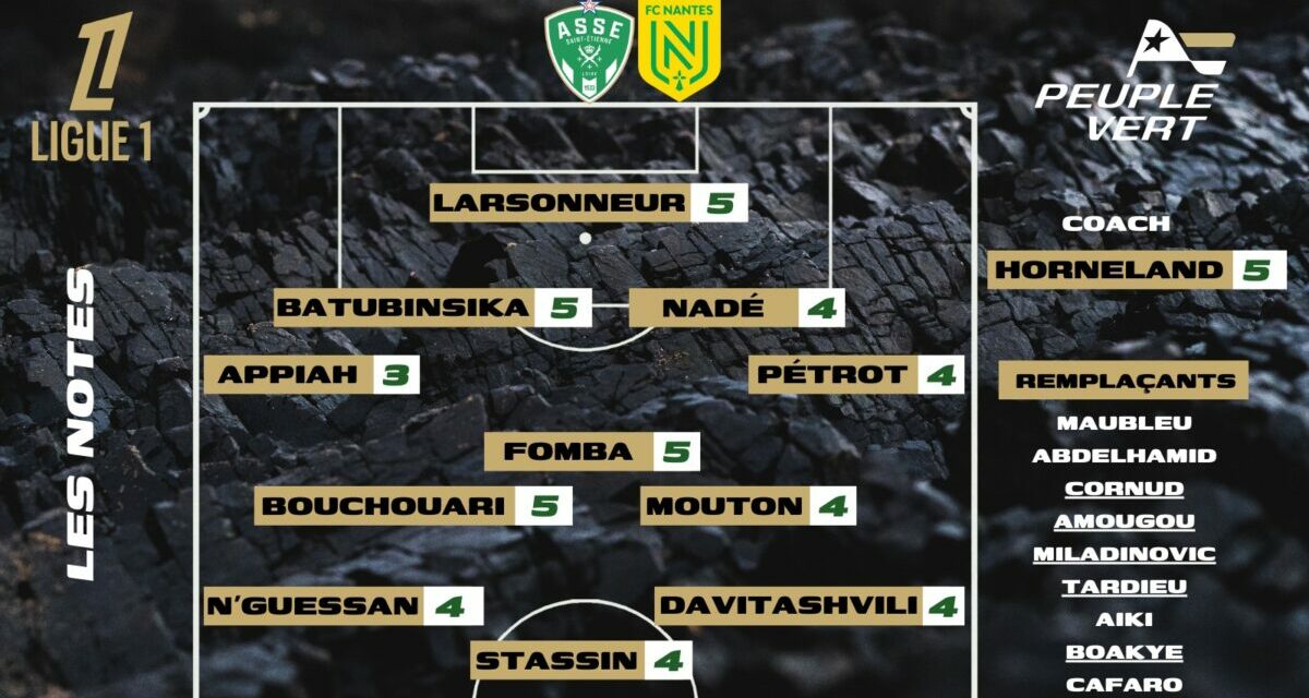 ASSE-Nantes : Les notes de la rédac' et l'homme du match !