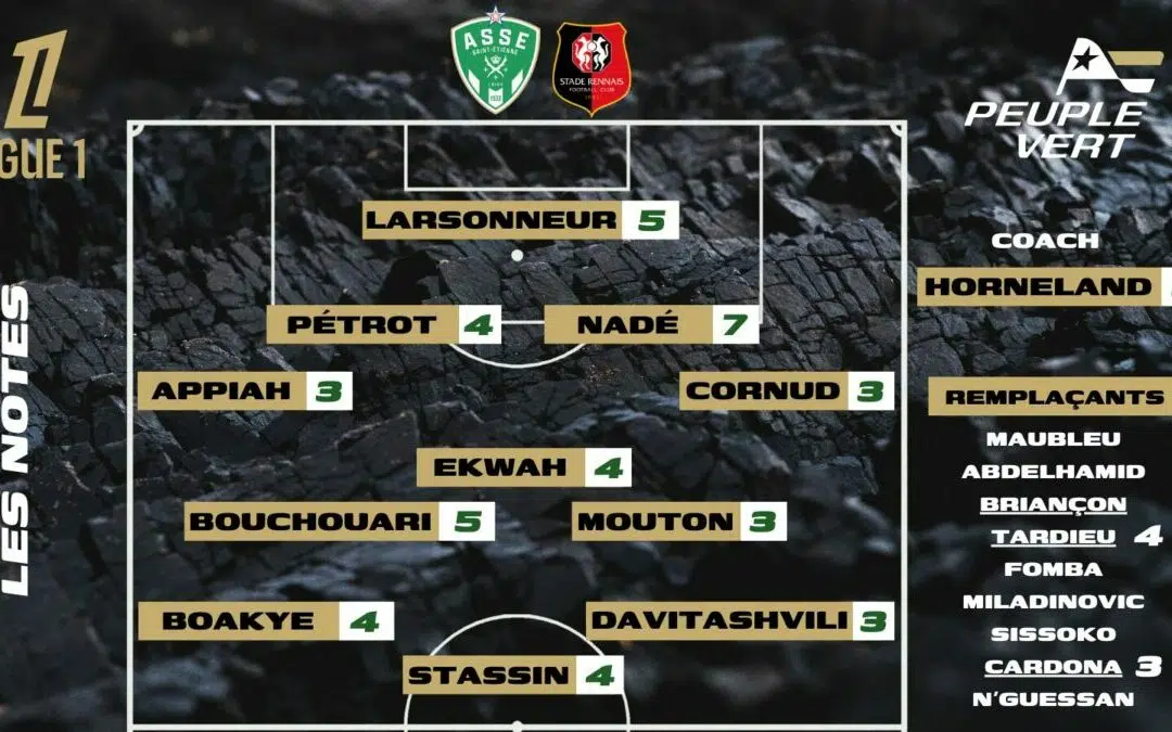 ASSE-Rennes : Les notes de la rédac' et l'homme du match !