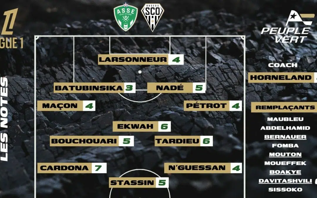 ASSE-Angers : Les notes de la rédac' et l'homme du match !