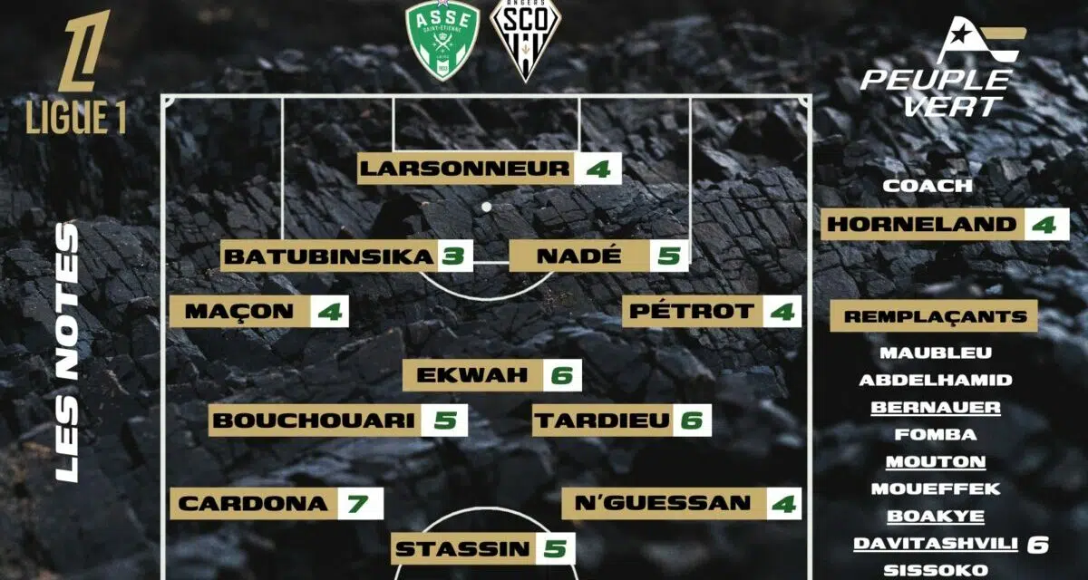 ASSE-Angers : Les notes de la rédac' et l'homme du match !