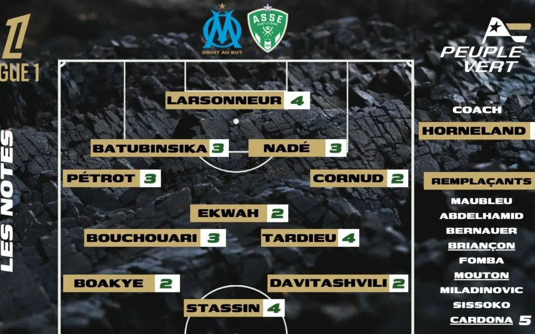 Marseille-ASSE : Les notes de la rédac' et l'homme du match !