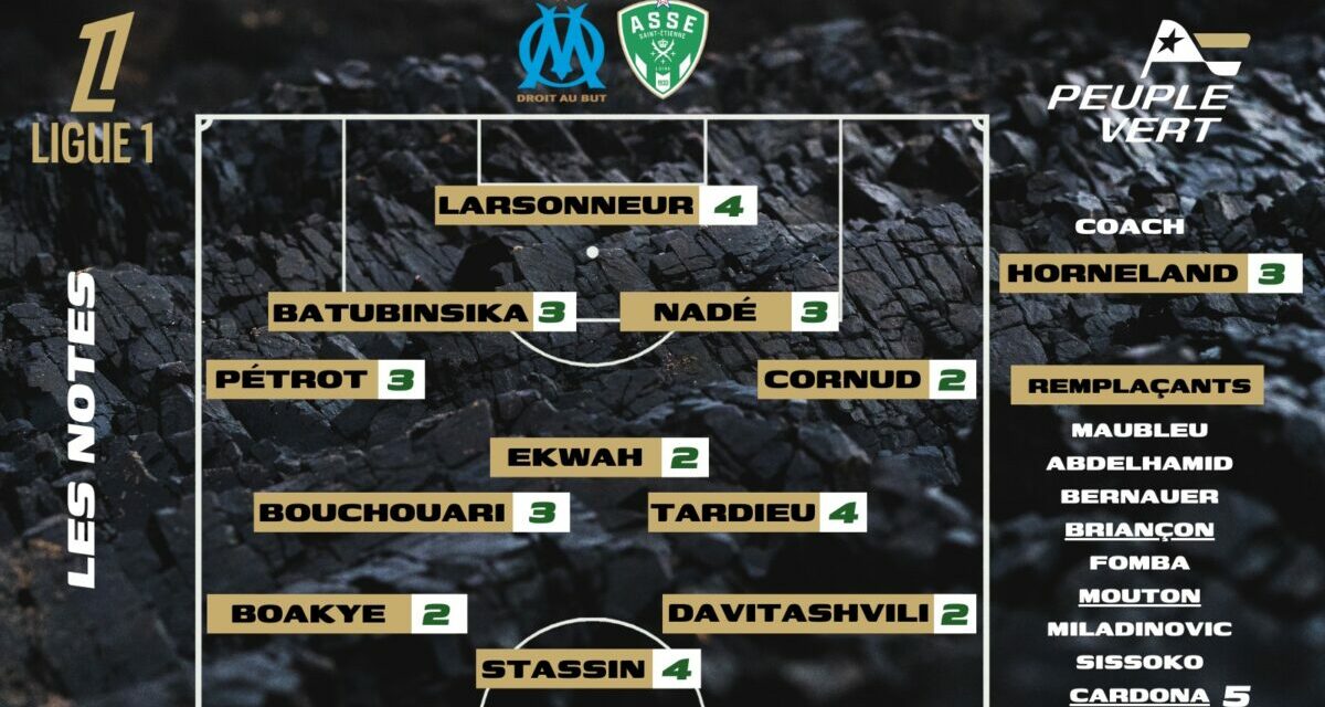 Marseille-ASSE : Les notes de la rédac' et l'homme du match !