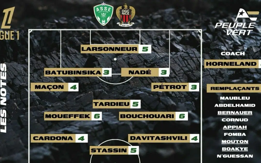 ASSE-Nice : Les notes de la rédac' et l'homme du match !