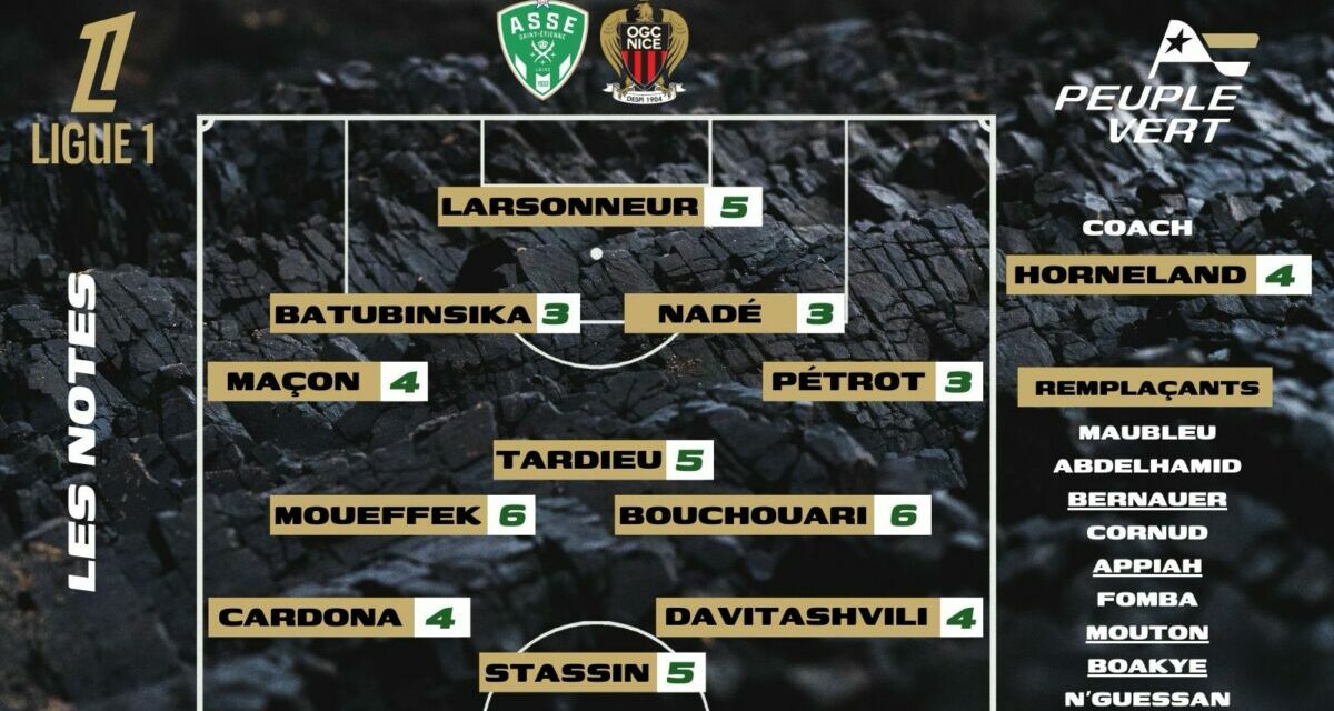 ASSE-Nice : Les notes de la rédac' et l'homme du match !