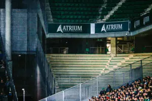 Illustration Visitor's stand deserted because of the prefectural arrest during the Ligue 1 Uber Eats match between Saint Etienne and Lyon at Stade Geoffroy-Guichard on October 3, 2021 in Saint-Etienne, France. (Photo by Johnny Fidelin/Icon Sport) - Photo by Icon Sport