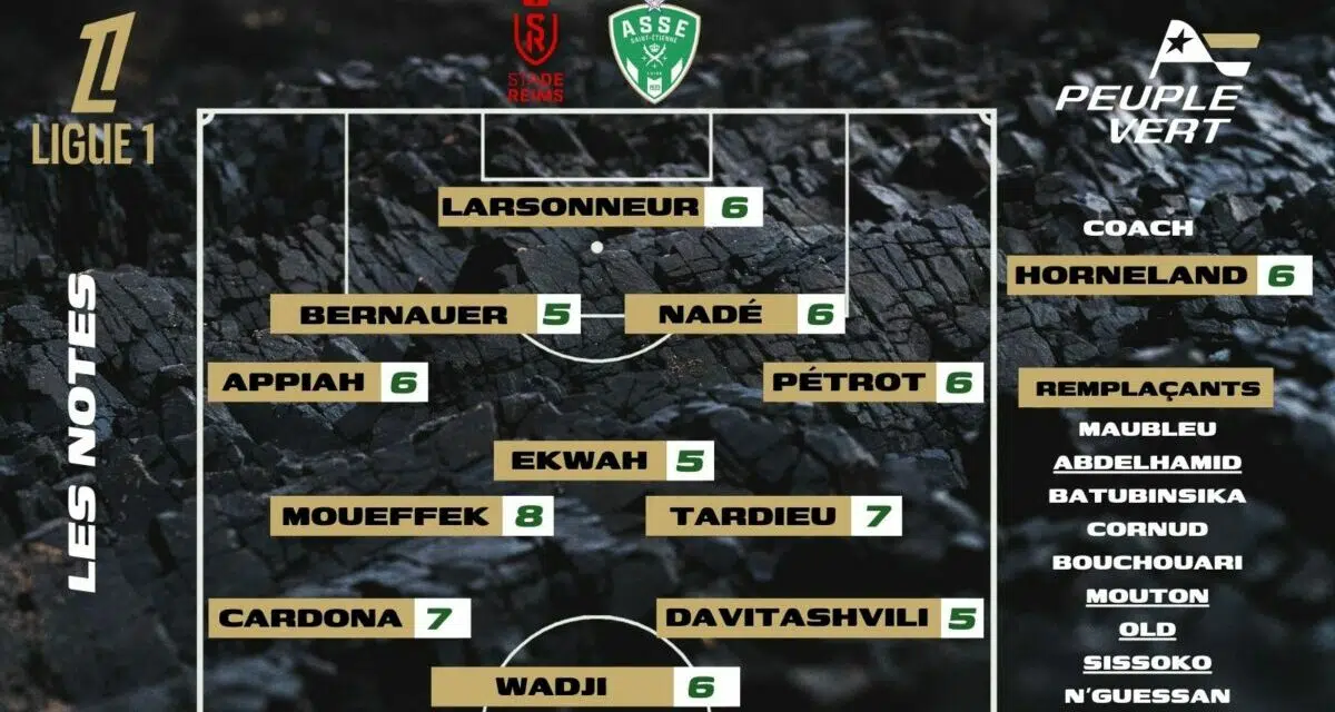 Reims-ASSE : Les notes de la rédac' et l'homme du match !