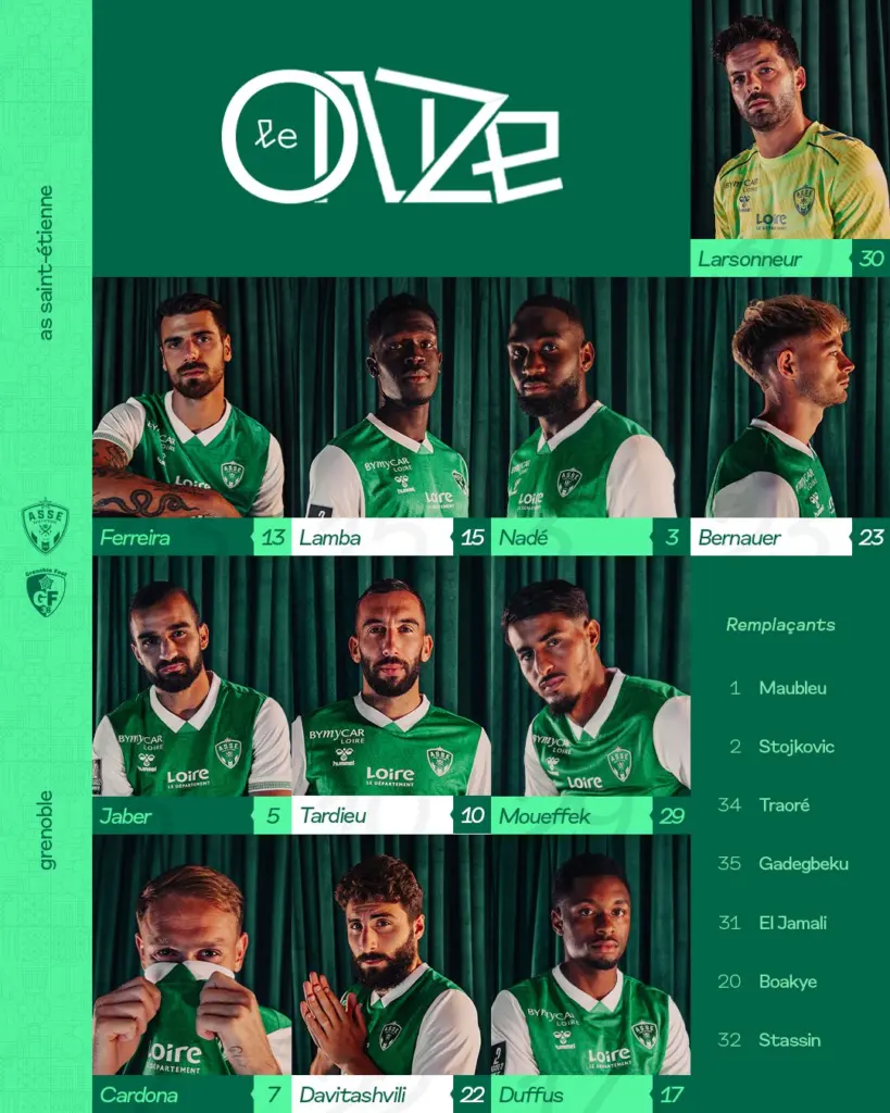 ASSE : La compo des Verts avec 3 changements !
