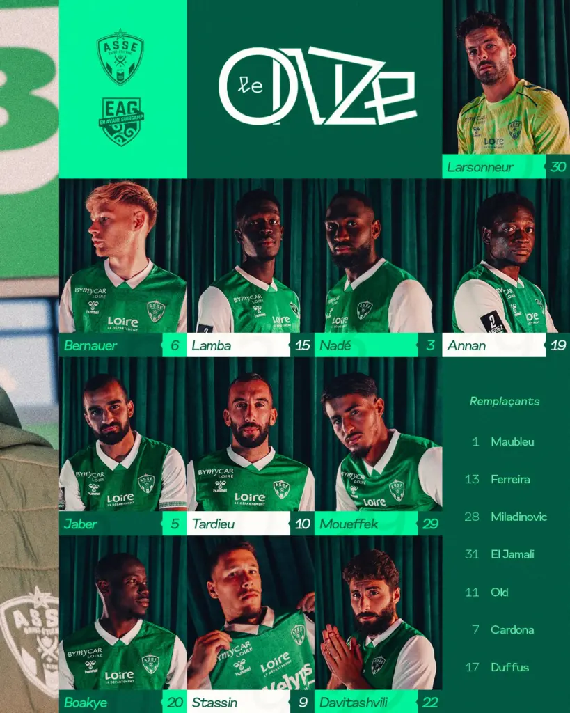 ASSE : La compo des Verts face à Guingamp