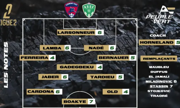 Clermont Foot - ASSE : Les notes de la r&eacute;dac' et l'homme du match !