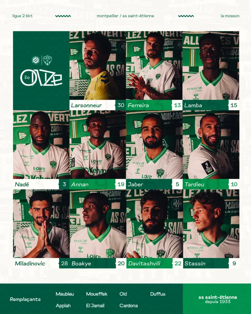 ASSE : La compo stéphanoise à Montpellier !