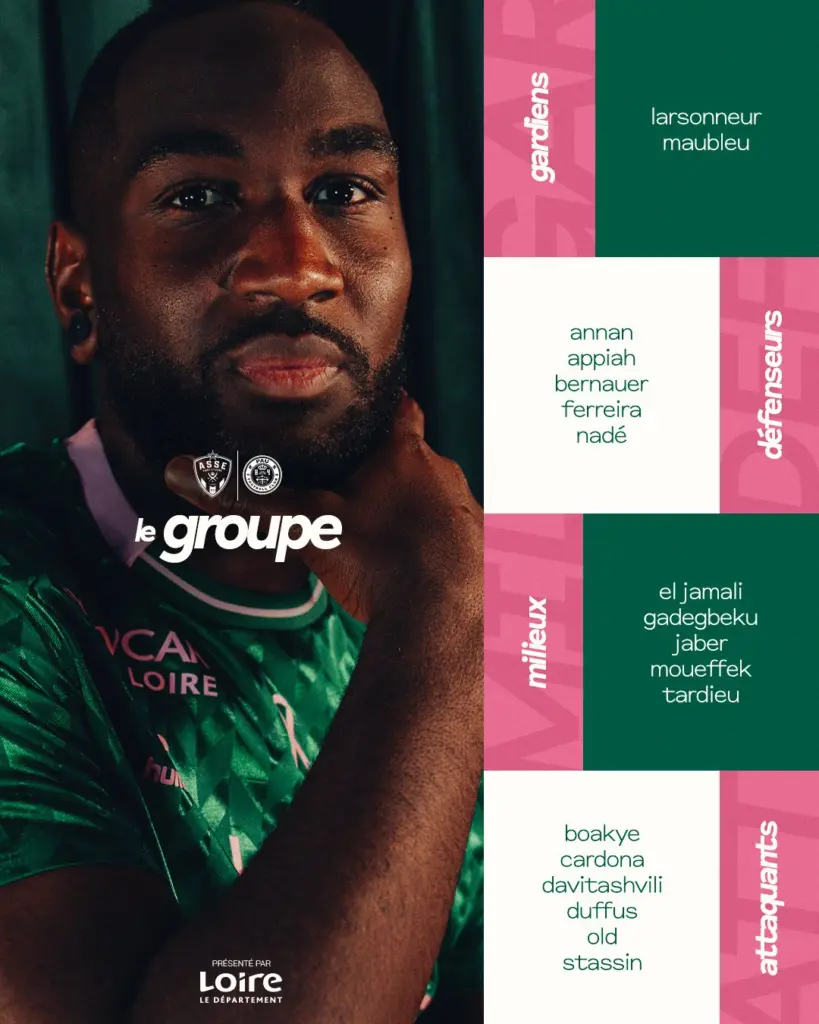 Groupe ASSE : Horneland a choisi ses 18 hommes !