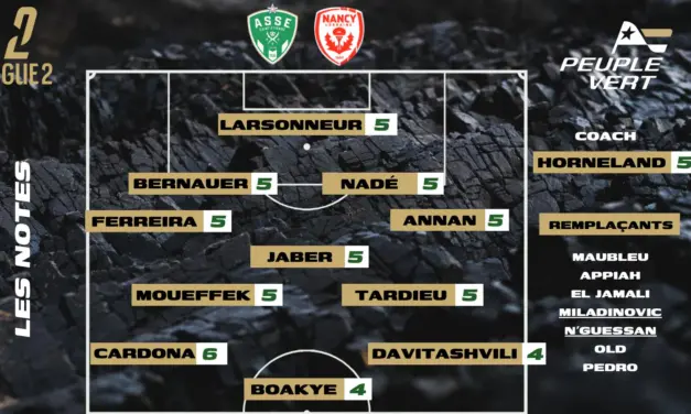 ASSE-Nancy : Les notes de la r&eacute;dac' et l'homme du match !