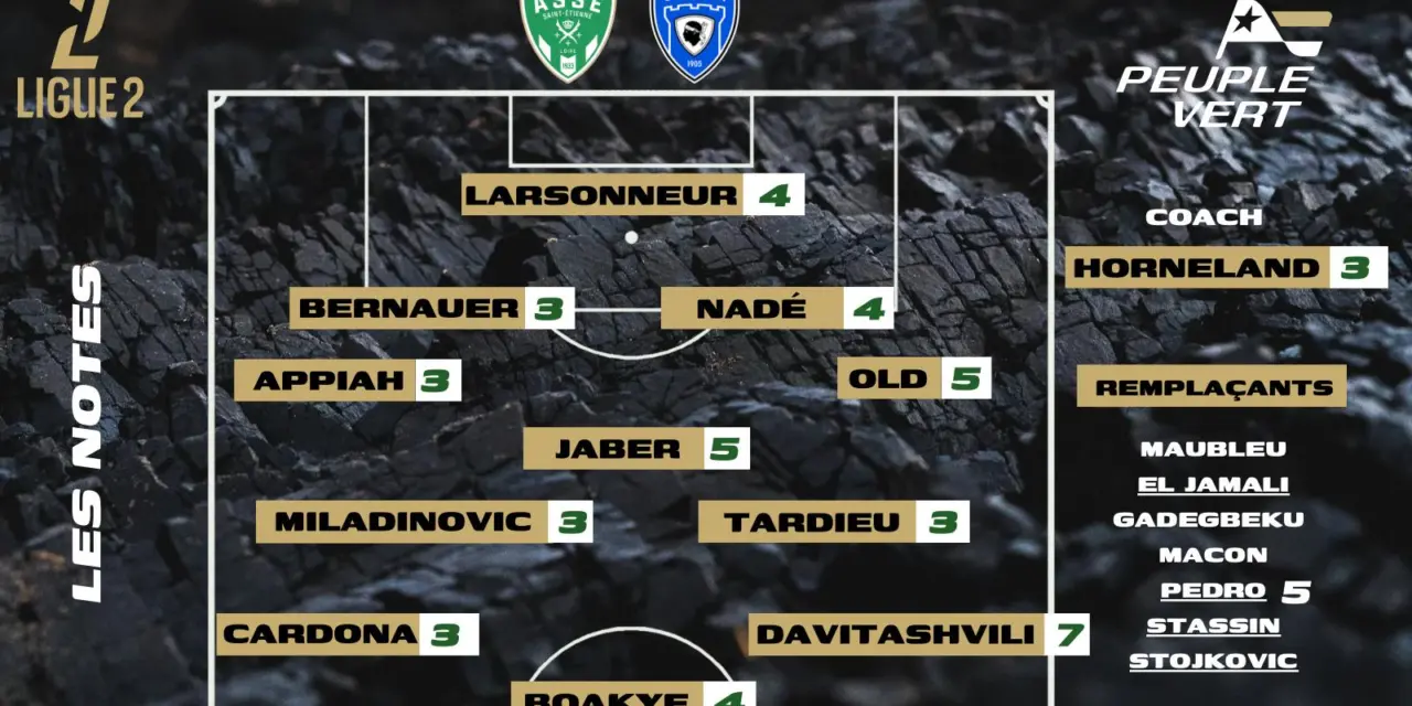 ASSE-Bastia : Les notes de la r&eacute;dac' et l'homme du match !