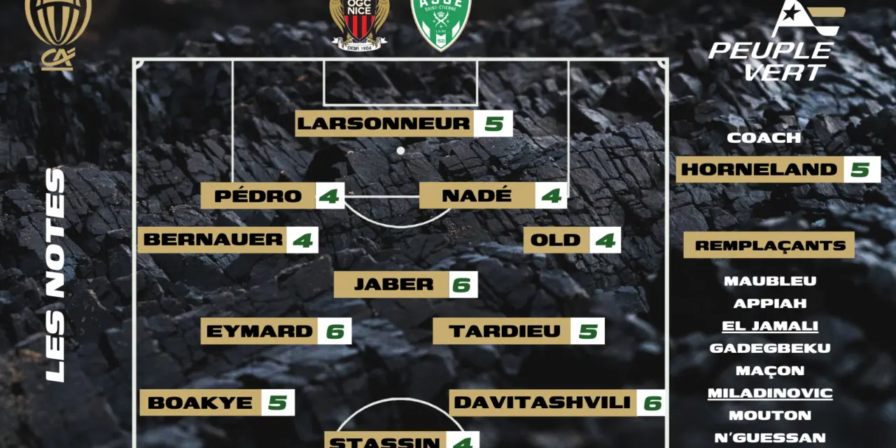 Nice-ASSE : Les notes de la r&eacute;dac' et l'homme du match !