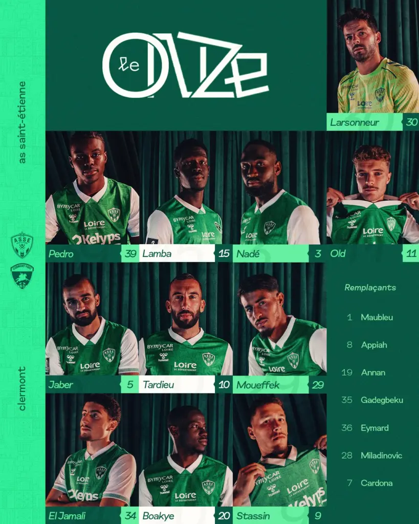 ASSE : La Compo des Verts face à Clermont !