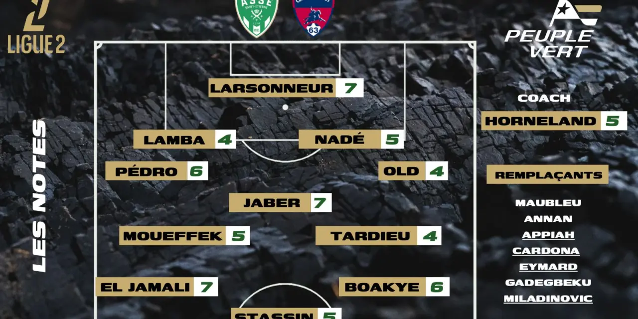 ASSE-Clermont : Les notes de la r&eacute;dac' et l'homme du match !