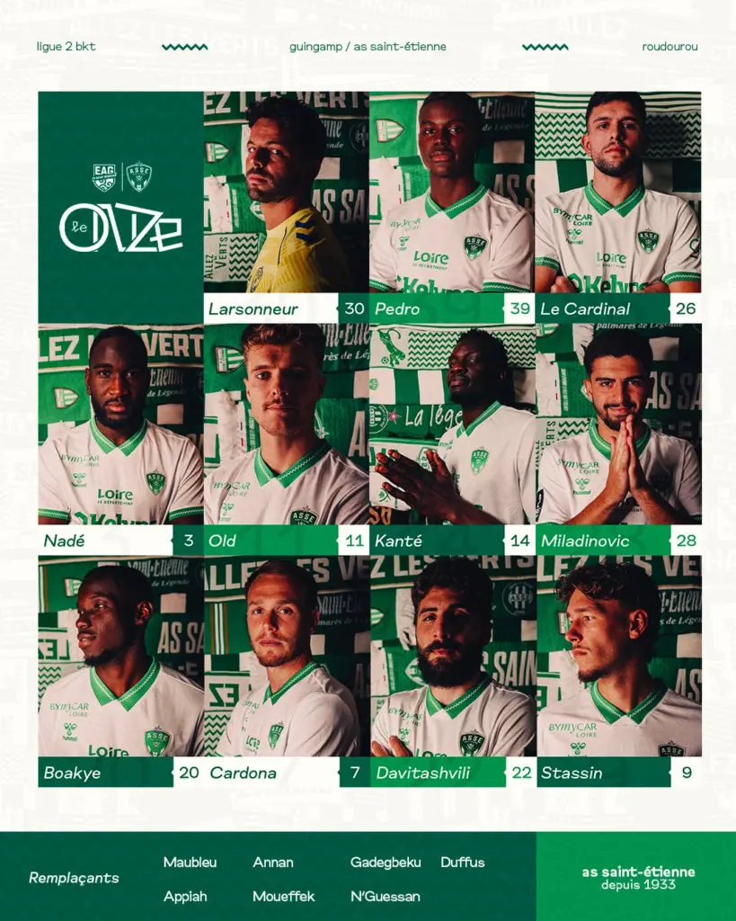 ASSE : La Compo très offensive des Verts face à Guingamp