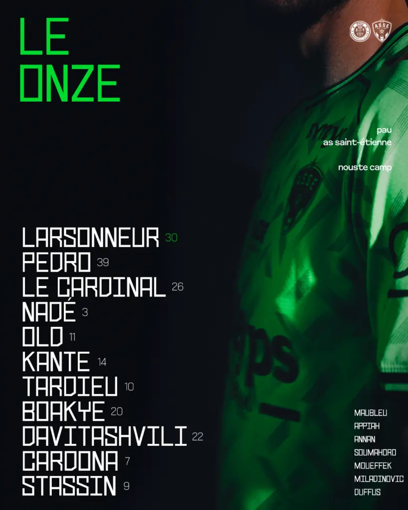 ASSE : La Compo des Verts face à Pau