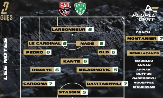 Guingamp-ASSE : Les notes de la r&eacute;dac' et l'homme du match !