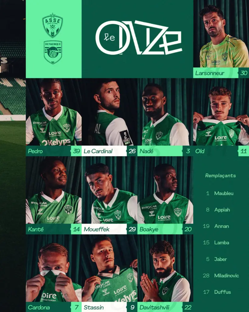 ASSE : Moueffek titulaire, la Compo des Verts face à Dunkerque