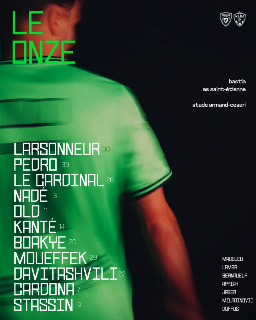 ASSE : La compo des Verts à Bastia