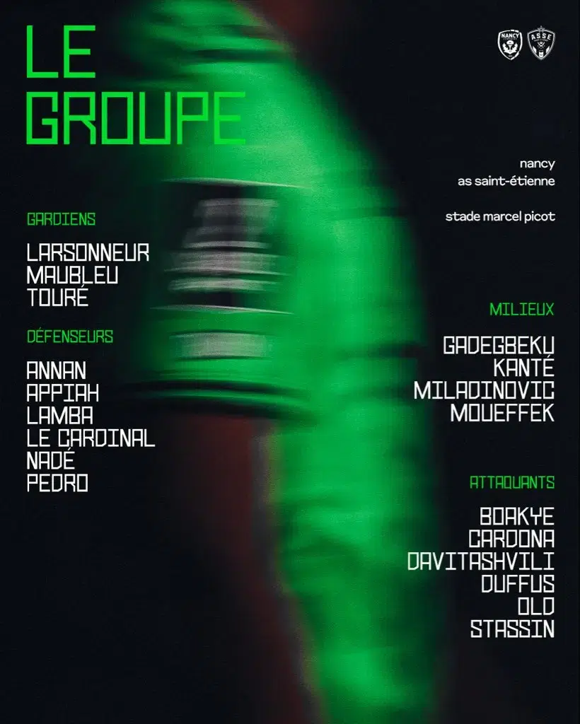 Nancy - ASSE : Le groupe des Verts avec Larsonneur