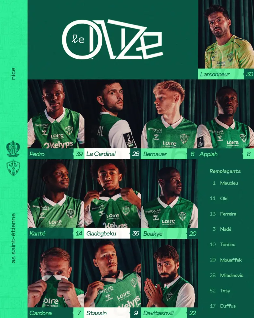 ASSE : La Compo pour le barrage retour face à Nice !