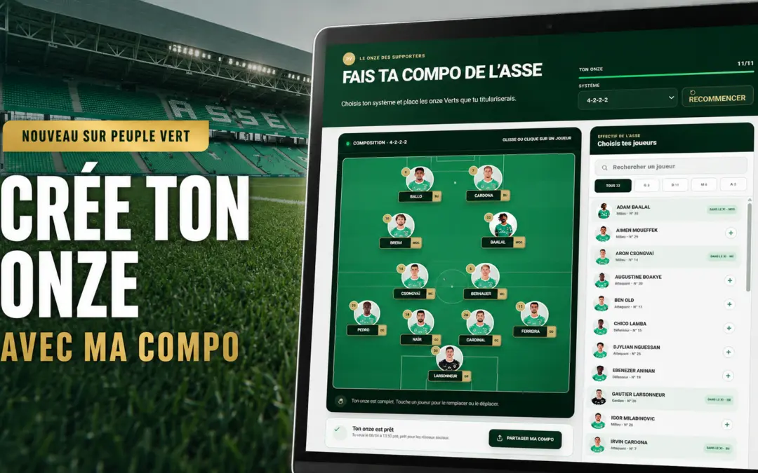 ASSE : Peuple Vert lance &laquo; Ma compo &raquo;, l&rsquo;outil pour cr&eacute;er votre onze id&eacute;al