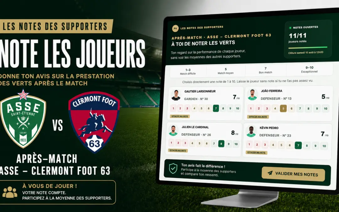 ASSE - Clermont : &agrave; vous de noter les Verts