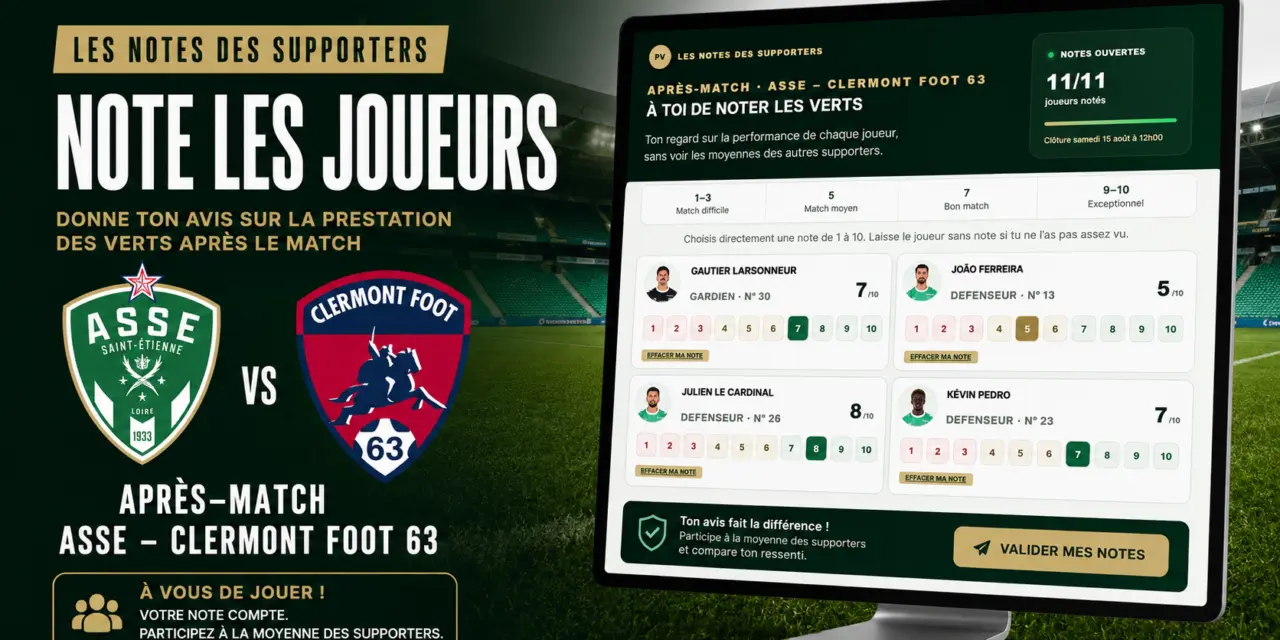 ASSE - Clermont : &agrave; vous de noter les Verts