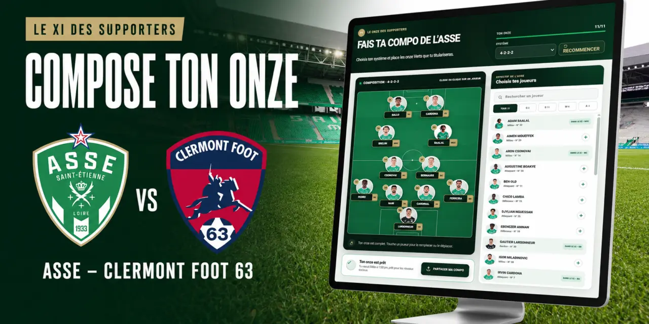 ASSE-CF63 : votez pour le onze des supporters avant la rencontre
